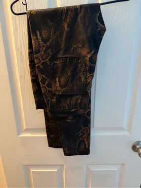 Top Trend Black and Brown Snake Print Cargo Pants